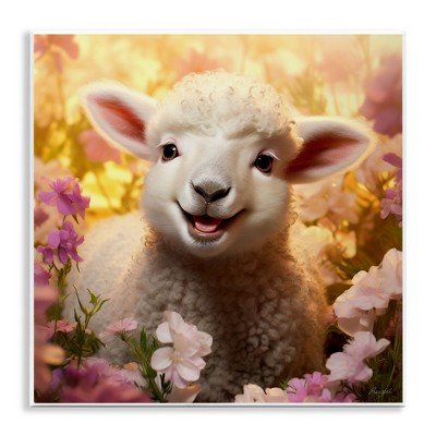 Stupell Industries Lamb in Flower Meadow, 12" x 12"