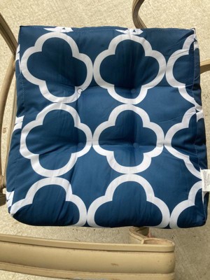 Sunnydaze Outdoor Square Tufted Seat Cushion - Neutral Stripes