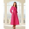 INSPIRE CHIC Women's Elegant Frilled Crewneck Midi Long Sleeve Pleated A-Line Flowy Dress with Pockets - 2 of 4