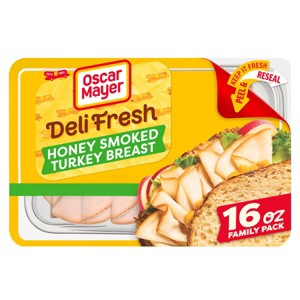 Oscar Mayer Deli Fresh Honey Smoked Turkey Breast Sliced Lunch Meat Family Size - 16oz - 1 of 4