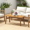 Outsunny Outdoor Coffee Table, Rustic Acacia Wood Patio Table for Garden, Backyard, Balcony, Deck, Natural Wood - 2 of 4