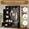 Whisen Versatile 3-in-1 Hall Tree with 6 Hooks, Farmhouse Walnut Storage Bench with Adjustable Shelves - 3 of 4