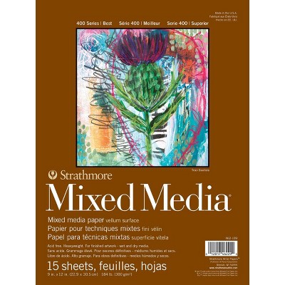 Strathmore 400 Series Mixed Media Pad, 9 x 12 Inches, 184 lb, 15 Sheets