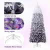 Pre-Lit Snow Flocked Pencil Christmas Tree, Gradient Lights, Foldable Metal Base, Lighted Holiday Decor - 4 of 4