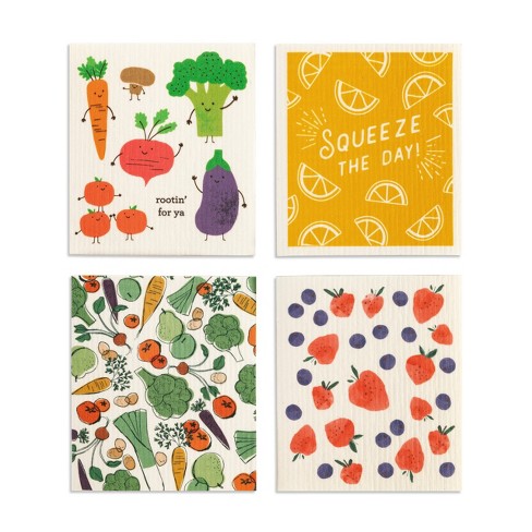 Demdaco Biodegradable Dish Cloths Classic Kitchen - 4 Assorted