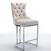 26" Counter Height Bar Stools Set of 2 with Button Tufted Back, Rivet Trim, Velvet Upholstery, and Sturdy Chromed Metal Base for Kitchen Island - 3 of 4