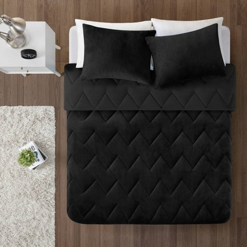Full Queen Jasper Solid Chevron Quilted Reversible Microfiber