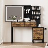 Vanity Desk with Mirror and Power Outlet, Makeup Vanity Table with 5 Drawers and 3 Storage Shelves - 2 of 4