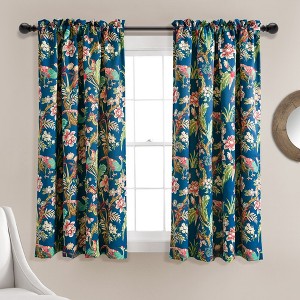 Home Boutique Dolores Light Filtering Window Curtain Panels Navy/Multi 52x63+2 Set - 1 of 1