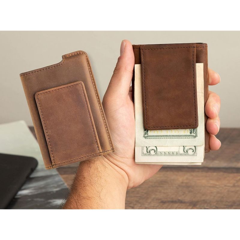 Fidelo Minimalist Wallet for Men RFID Blocking Pop up Wallet Credit Card Holder, Brown, 2 of 4