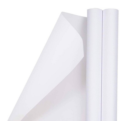 Jam Paper White Matte Gift Wrapping Paper Rolls - 2 Packs Of 25 Sq
