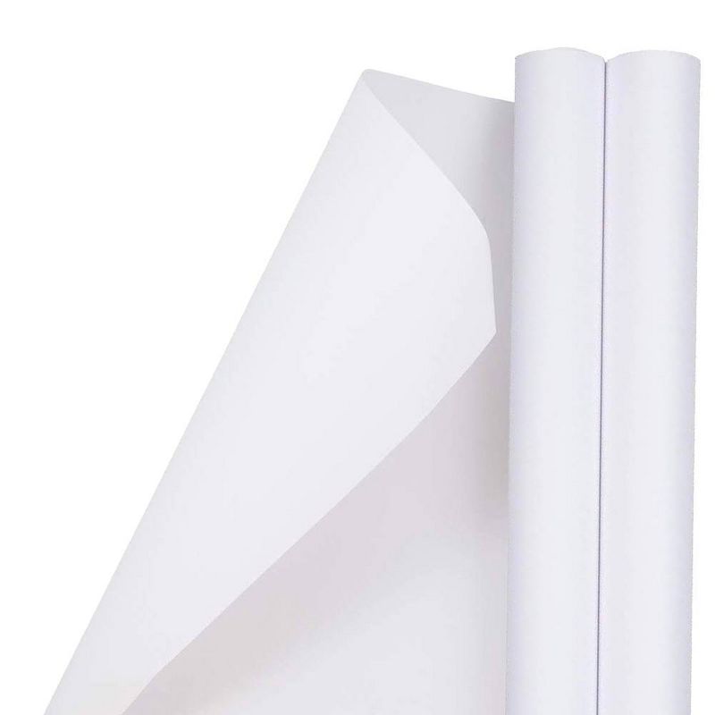 JAM PAPER White Matte Gift Wrapping Paper Rolls - 2 packs of 25 Sq. Ft., 1 of 6