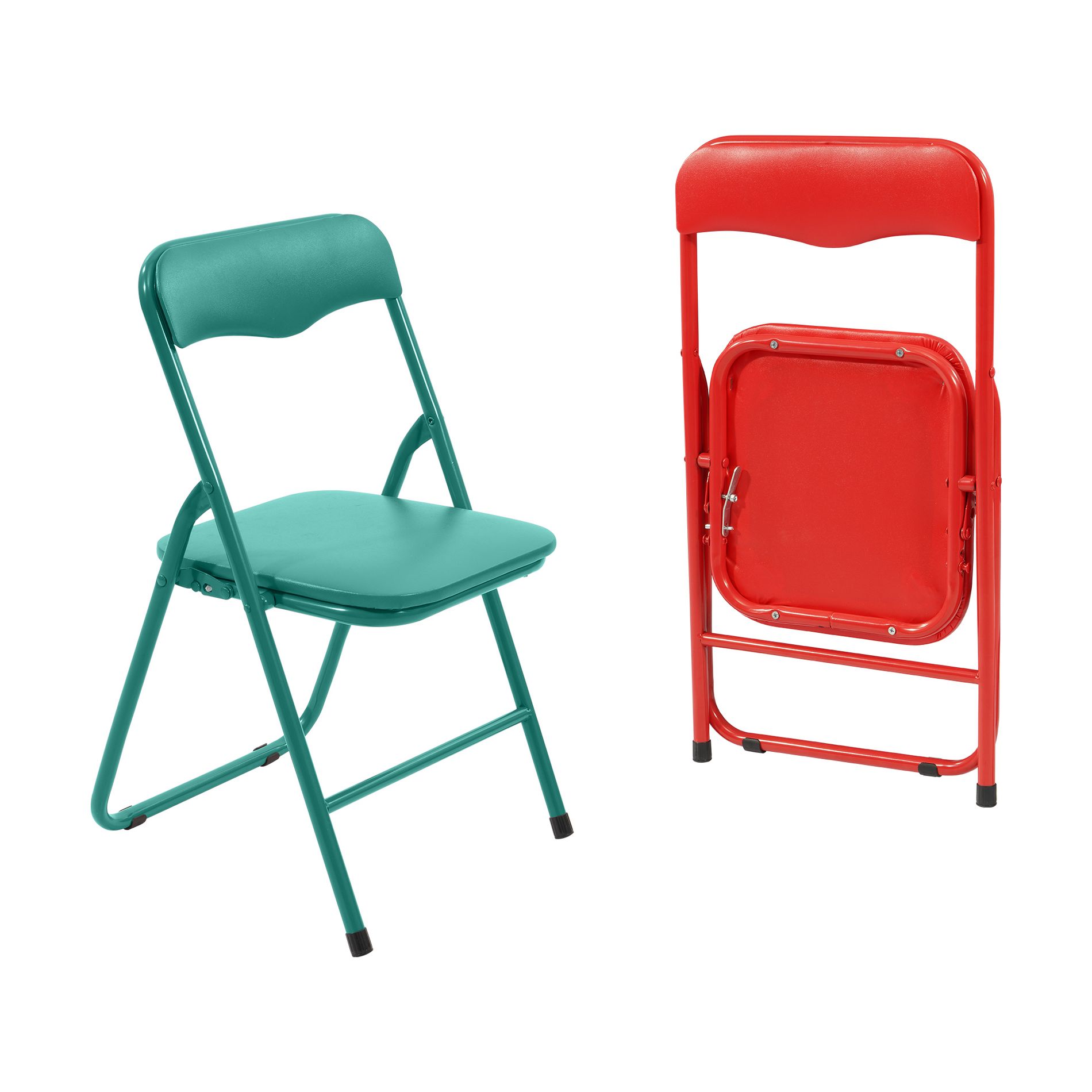 Gulches Pack of 2 Steel Frame Metal Foam Padded Folding Chairs for Kids, Green/Red