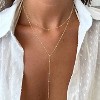 BRINJOY Women's 14k Gold-Plated Beaded Necklace & Lariat Pendant - 2 of 4