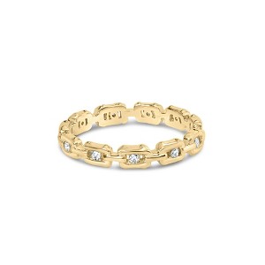 10K Yellow Gold 1/10 Cttw Paperclip Style Link Band Ring - 1 of 4