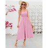 Clearlove Women's Casual Summer Midi Dress Spaghetti Strap Button Down Sleeveless A-Line Beach Swing Sundress - 3 of 4