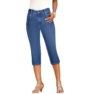 Roaman's Women's Plus Size Tall Denim 24/7 Iconic Capri Jean