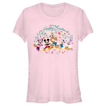 Junior's Women Mickey & Friends Happy Easter Group Egg Hunt T-Shirt