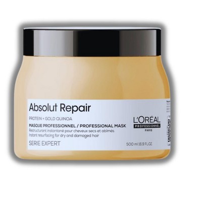 L'Oreal Serie Expert Absolut Repair Hair Mask (16.9 oz XXL) Protein Hair Treatment | Repairs Dry, Damaged Hair | Loreal Quinoa & Proteins Masque