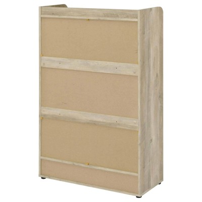 Beige and Gray 3-Tier Modern Wood Shoe Cabinet