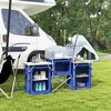 Outsunny Camping Kitchen Table, Portable Folding Camp Kitchen, Aluminum Cook Station with 3 Fabric Cupboards, Windshield, Carrying Bag - 3 of 4