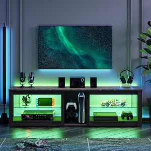Bestier TV Stand for TVs up to 70" with LED Light, Entertainment Center for PS5 with Shelves - 1 of 4