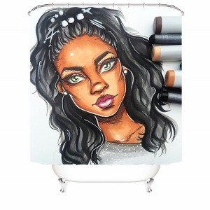 Woman After Makeup Shower Curtains for Bathroom Waterproof Fabric Bath Curtain Durable Soft Stylish Bathroom Decor 72x72 Inch - 1 of 1