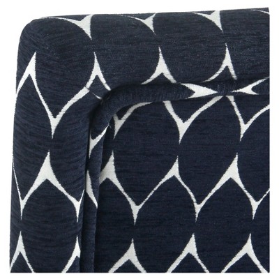 Mid-Tone Walnut Wood Barstool in Textured Navy - 24" Height