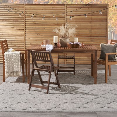 Silver Grey Trellis Flat Woven 8' x 10' Synthetic Rug
