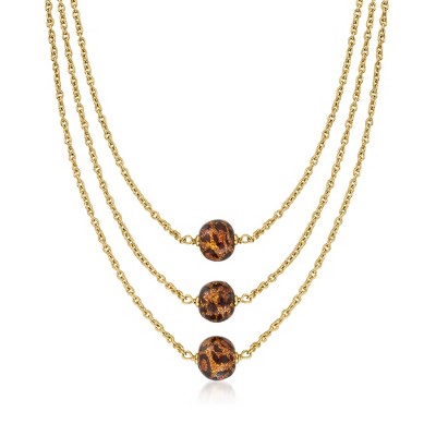 Ross-Simons Italian Leopard-Print Murano Glass Multi-Strand Necklace in 18kt Gold Over Sterling Size 18