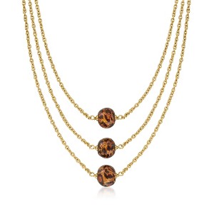 Ross-Simons Italian Leopard-Print Murano Glass Multi-Strand Necklace in 18kt Gold Over Sterling Size 18 - 1 of 4