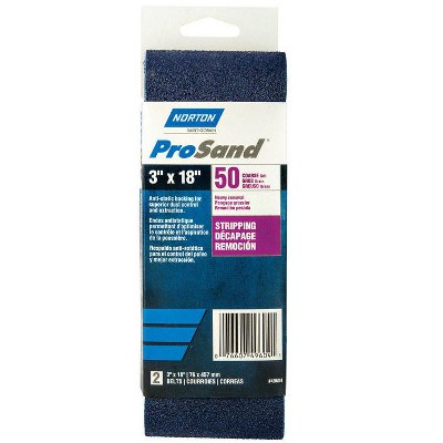 Norton ProSand 18 in. L X 3 in. W Zirconia Alumina Cloth Portable Sanding Belt 50 Grit Coarse 2 pk