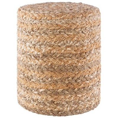 Mark & Day Pottenstein 18"H x 16"W x 16"D Natural Fiber Tan Pouf