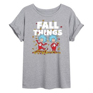 Women's - Dr. Seuss - Fall Things Oversized Graphic T-Shirt - 1 of 4