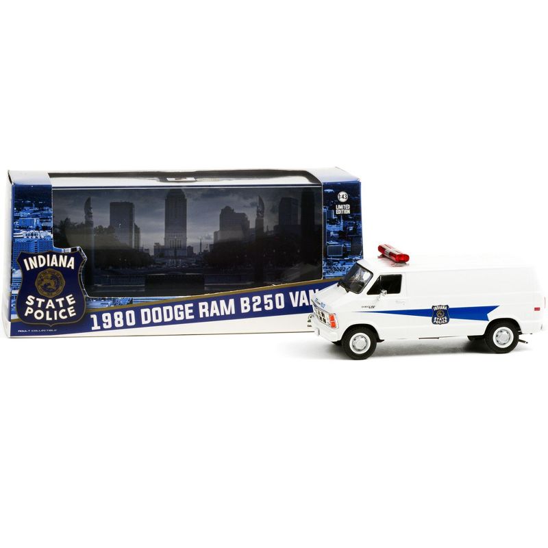 1980 Dodge Ram B250 Van White "Indiana State Police" 1/43 Diecast Model by Greenlight, 3 of 4