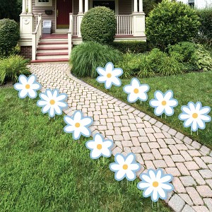 Big Dot of Happiness Blue Daisy Flowers - Lawn Decorations - Outdoor Floral Party Yard Decorations - 10 Piece - 1 of 4