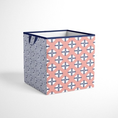 Bacati - Olivia Coral/Navy Storage Box Small