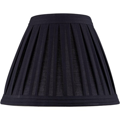 Springcrest Black Linen Medium Box Pleat Empire Lamp Shade 7" Top x 14" Bottom x 11" Slant x 11" High (Spider) Replacement with Harp and Finial
