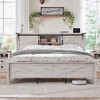 SinCiDo Farmhouse Full Size Bed Frame w/Storage Bookcase Headboard & Charging Station, Wood Platform Bed w/Wood Slat Support - 2 of 4