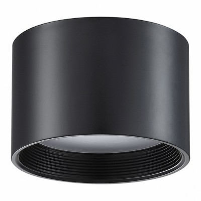 Black Aluminum Drum LED Indoor/Outdoor Flush Mount Light