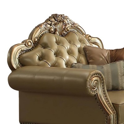 Dresden 45" Gold Patina Faux Leather Accent Chair