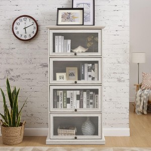 Vynxaria 4 Tier Glass Display Cabinet for Living Room Stylish Storage Curio Cabinet with Flip Up Glass Doors Perfect Collectors Showcase - 1 of 4