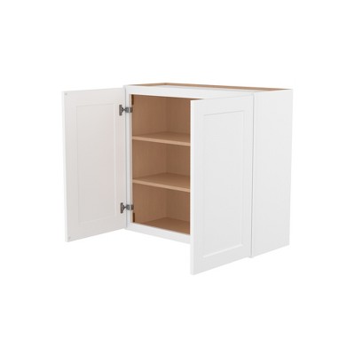 HOMLUX Easy-DIY Shaker White Ready to Assemble Wall Kitchen Cabinet 2 Doors-2 Shelves