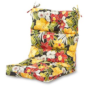 Aloha Black Floral Outdoor High Back Chair Cushion - Kensington Garden