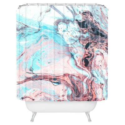 Splatter Marble Shower Curtain Blue - Deny Designs