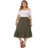 Agnes Orinda Women's Plus Size Ruffle Elastic Waist Swing Casual Midi Vintage skirts - 3 of 4