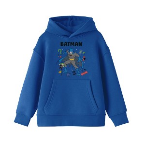 Batman Art Youth Boys Royal Blue Hoodie - 1 of 2
