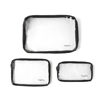 Baggallini Clear Travel Pouches 3 Piece Set Cosmetic Toiletry Bags ...
