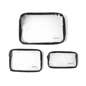 baggallini Clear Travel Pouches 3 Piece Set Cosmetic Toiletry Bags - 1 of 3