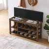 CAVINAS Modern Rubber Wood Storage Shoe-Changing Bench with Comfortable Seat,Flip-Top Storage Height-Adjustable Bench - 2 of 4